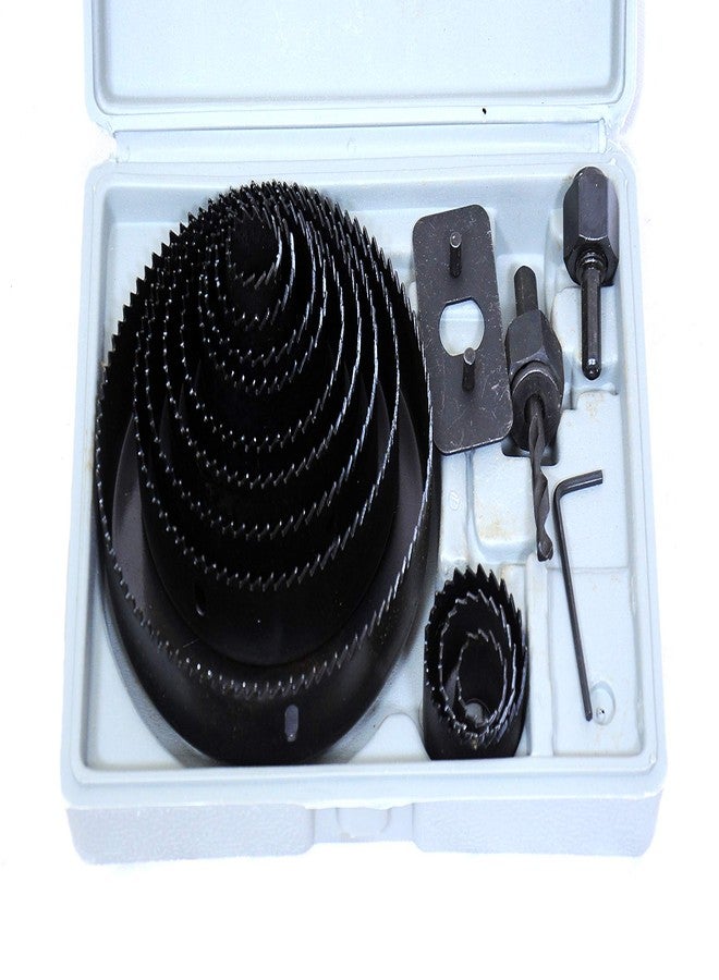 Jon Bhandari Tools 16pc Wood Hole Saw Set | Hardened Steel with Induction Hardened Teeth | Hole Cutter Drill Bit Kit for Wood, Plastic, Rubber, Leather, Mica & Soft Materials | With Storage Case - Image 1